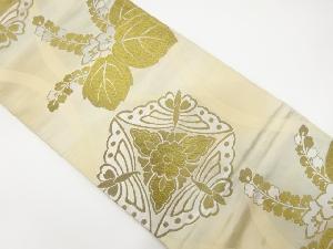 アンティーク　立涌に桐・蝶模様織り出し袋帯（材料）